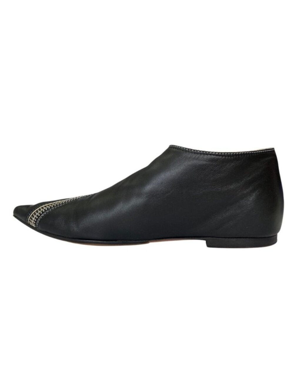 Celine Phoebe Philo Era Leather Pointed Toe Zipper Flat Shoes 36 Black - Picture 5 of 11